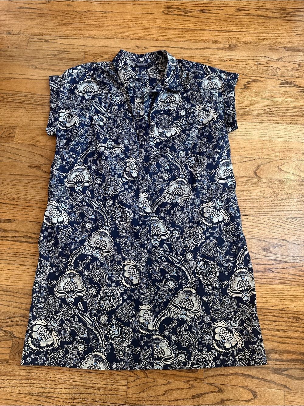 Vineyard Vines Blue Paisley Margot Poplin Shirt Dress M